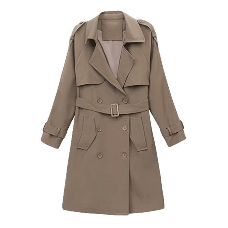 Длинный тренч для женщин в британском стиле и модной одежде