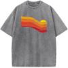 Retro Sunset Washed T-Shirt Summer Loose Bleached Tshirt Cotton O-Neck Short Sleeve Bleach Tops Tee