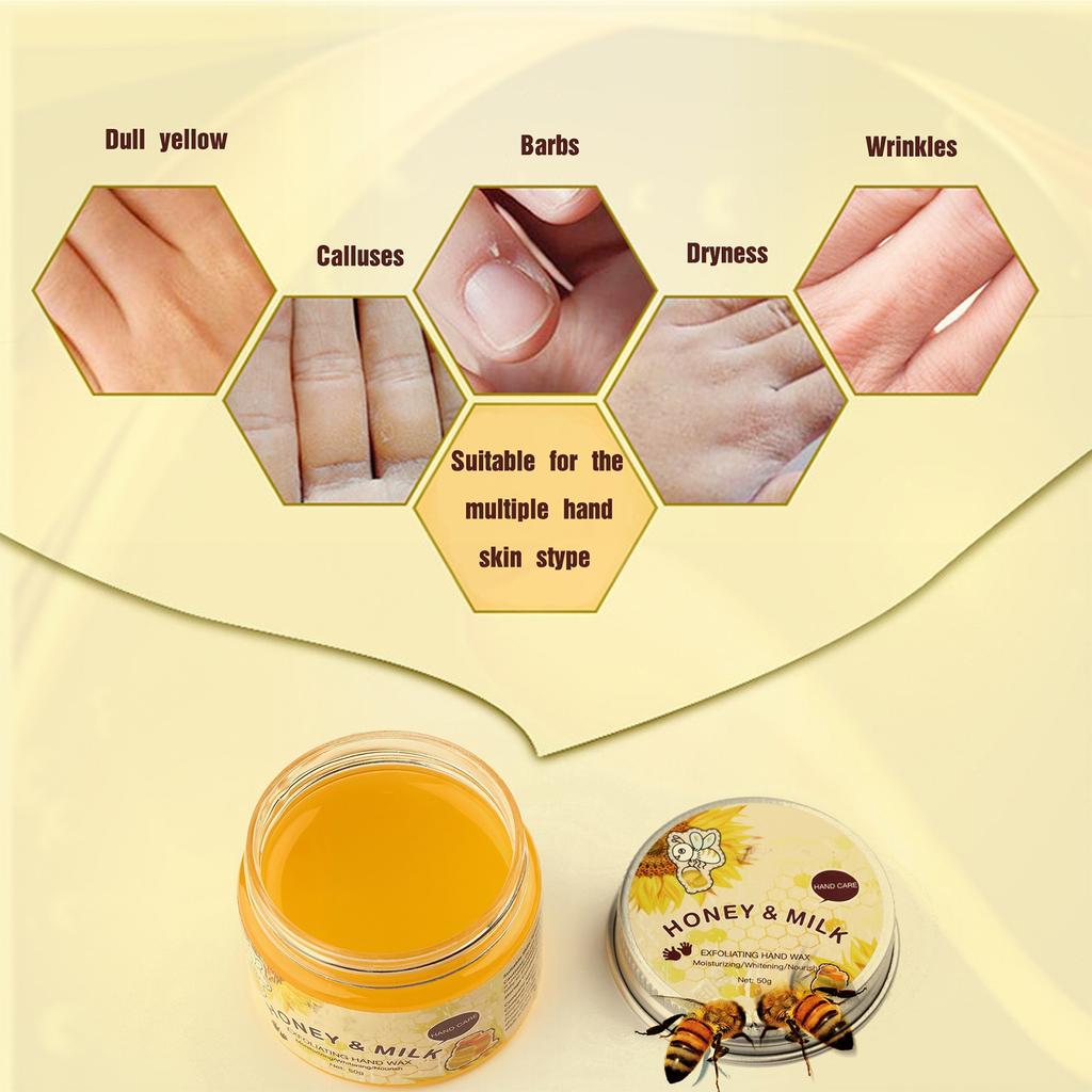 Honey Milk Hand Wax Mask, Moisturizing, Nourishing And Whitening Hands, Hand Mask Cream Exfoliation Is Suitable For Cracked Hands, Dry And Aging Hands