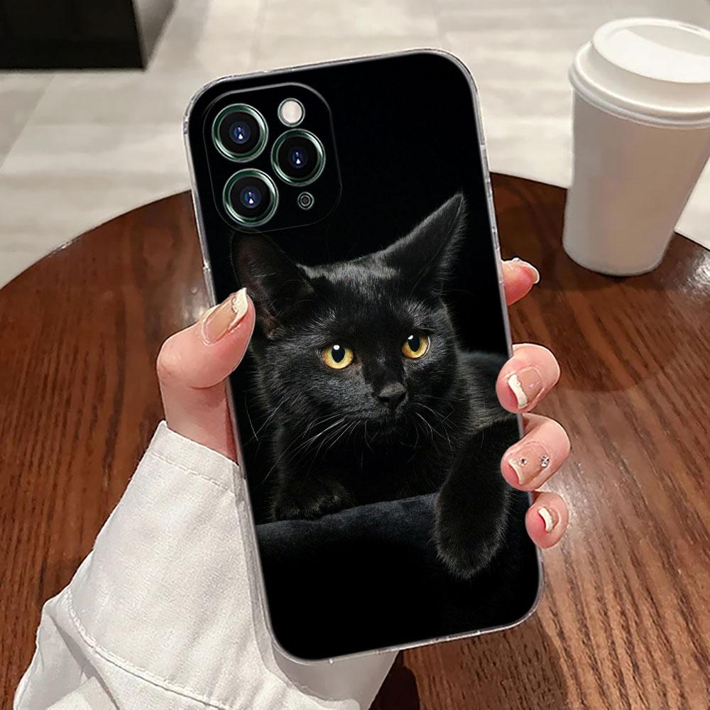 Милый кот Привет Чехол Для Apple iPhone 17 16 15 14 13 12 11 Pro Max 16 Plus 16E 17Air 17Pro Чехол для телефона Силиконовый Funda Черные коты