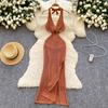 Women's Vacation Style Halter Dress Summer Deep V-neck Slit Backless Strappy Dress