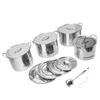 4PCS Soup Pot Set Stainless Steel Multipurpose Sauce Pot Kitchen Cookware with 8 Lids for Cooking Steaming Stir Frying