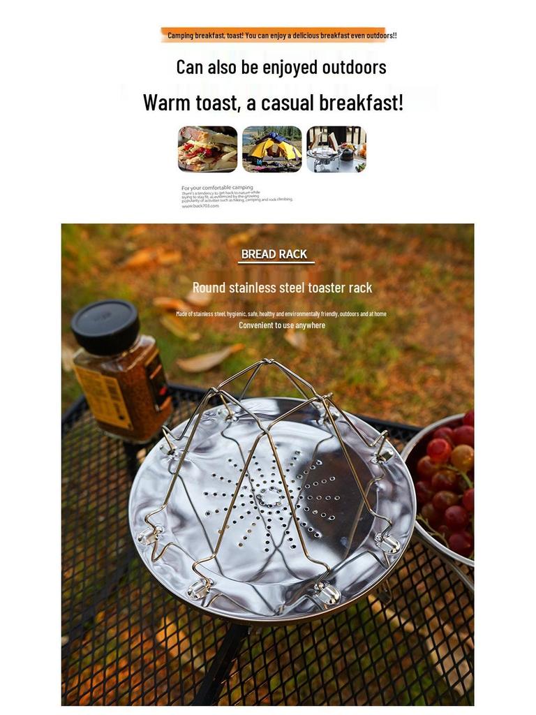 Foldable Stainless Steel 4-Slice Toaster Rack for Outdoor Camping and Picnic Barbecues