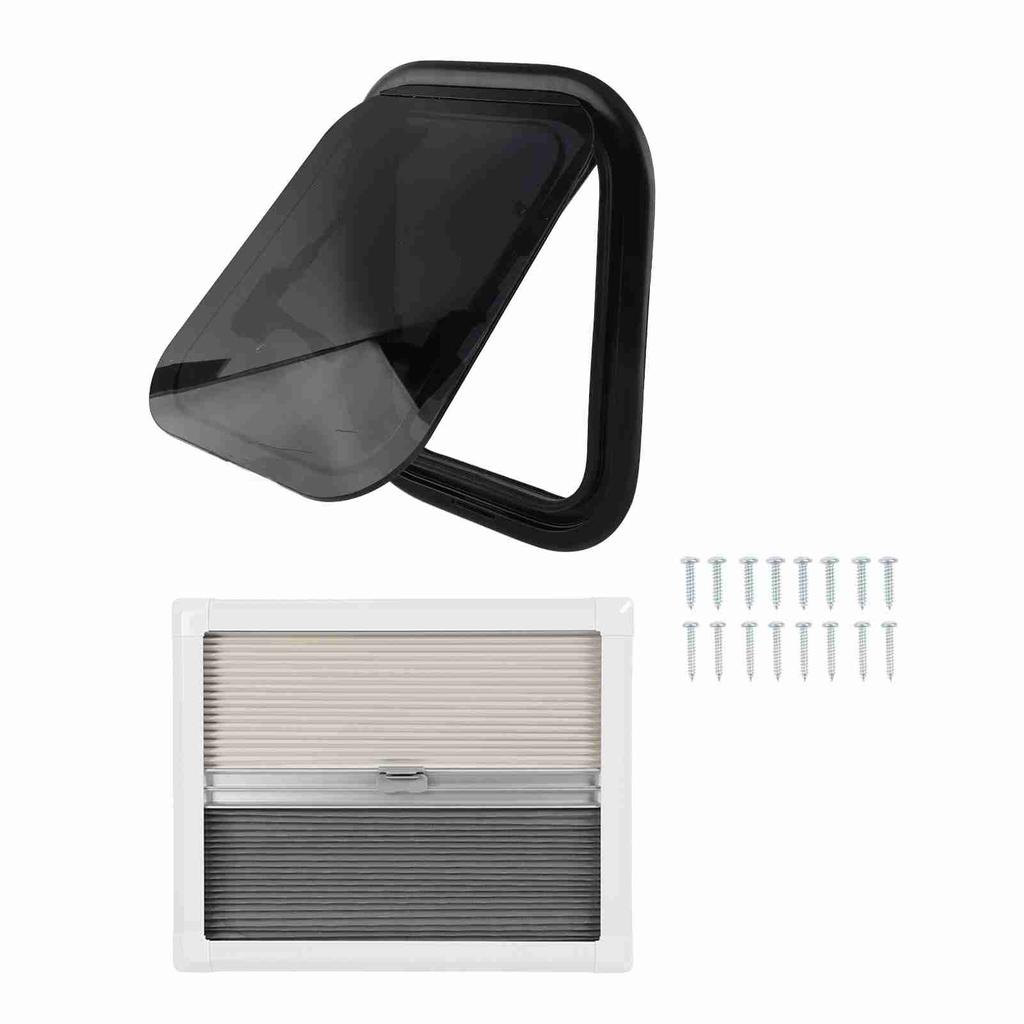 11.2x14 Inch RV Push Out Window with UV Proof Double Layer Acrylic Glass Rounded Corner Window with Net and Sunshade