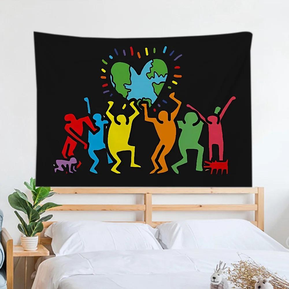 Haring Геометрический Граффити Простой Гобелен Офис Гостиная Украшения Дома Настенный Гобелен