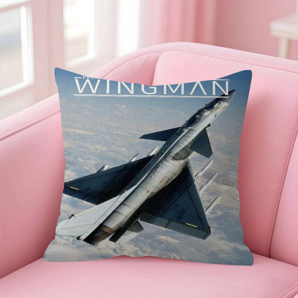 MMilitary Aircraft Fighter Enthusiasts Stitch Lucky Dragon Pillow Cover Sofa Cushion Cover Home Room Decoration Children Gift