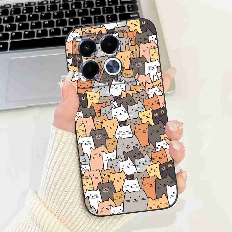 Cute Lovely Cat Silicon Case For Infinix Note 40 5G X6852 Shockproof Funda Back Cover For Infinix Note 40 X 40X Note40 5G Bumper