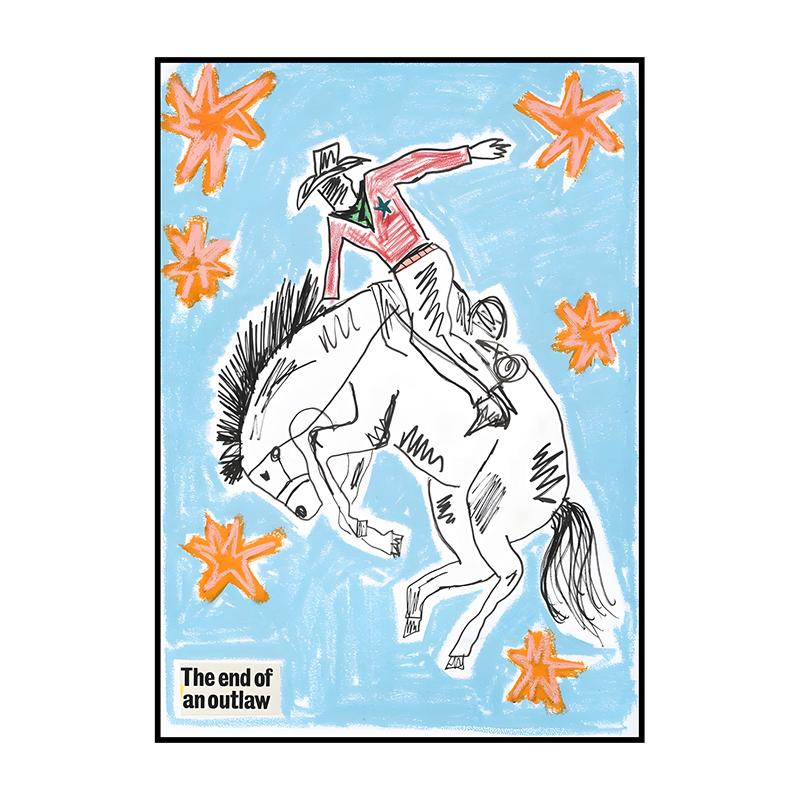Abstract Classic Vintage Western Cowboy Poster Into The Wild Wall Art Print Canvas Painting for Living Room Home Decor Picture