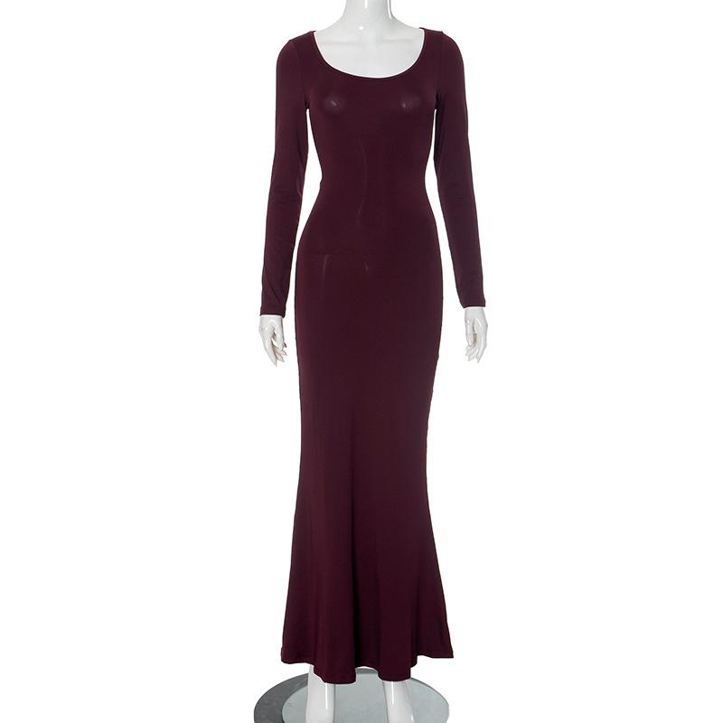 Women's Casual Long Sleeved High Waisted Slim Fitting Camisole Jumpsuit Long Evening Dresses