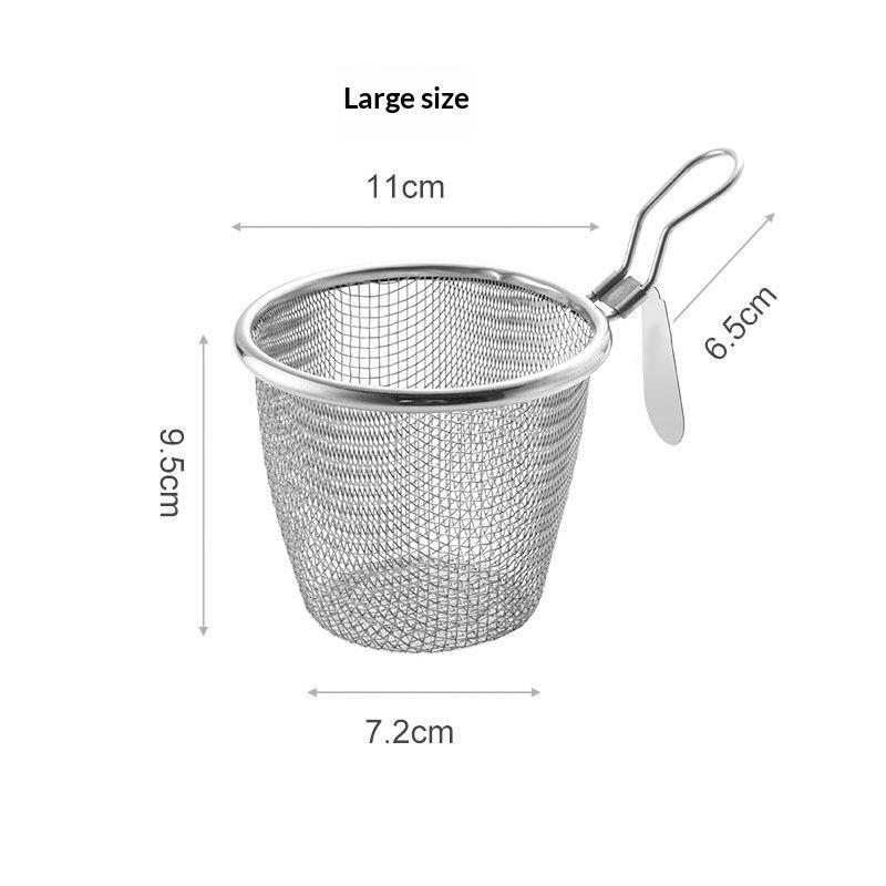 Stainless Steel Mesh Strainer Fine Mesh Durable Handle For Home Kitchen Noodle Frying Draining
