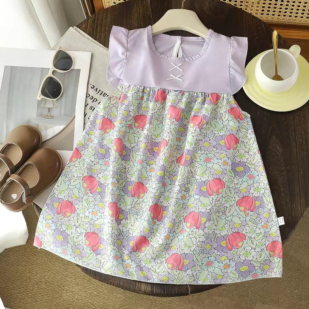 Children's Princess Colorful Flowers Dress - Summer Girls' Casual Dress