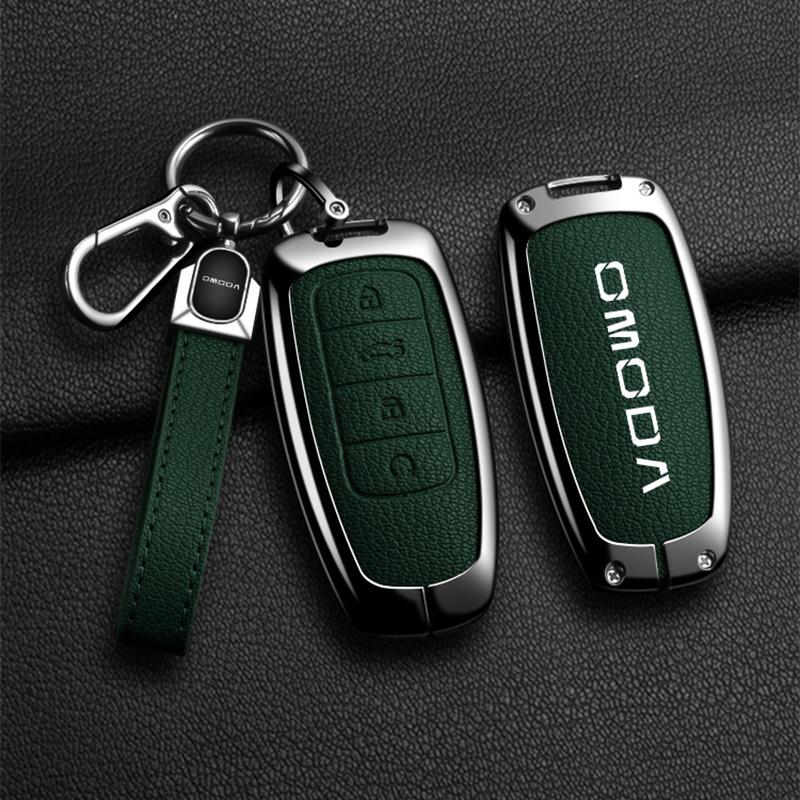 Zinc Alloy Leather Car Key Cover Key Shell Chery Omoda C5 5 E5 5FX 7 8Pro Plus 7 3 8 FX 2022 2023 Key Chain Car Accessories