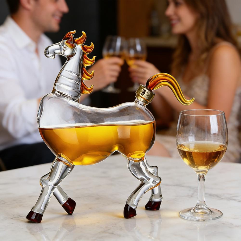 Horse Zodiac Glass Decanter Success at First Try Symbolic Design Hand-Blown Artistic Liquor Dispenser Home Decor Creative Gift