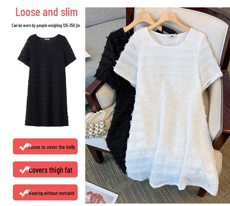 Летнее платье из французского кружева больших размеров для женщин, прямого кроя, миди