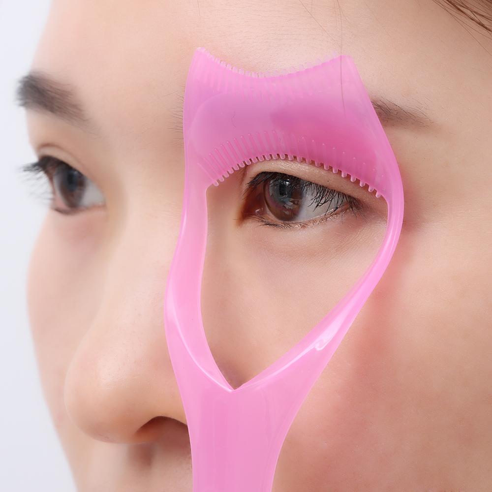 Crystal Protect Eyes 3-In-1 Eyelash Comb Template Applicator Tool Mascara Shield Make Up Brush