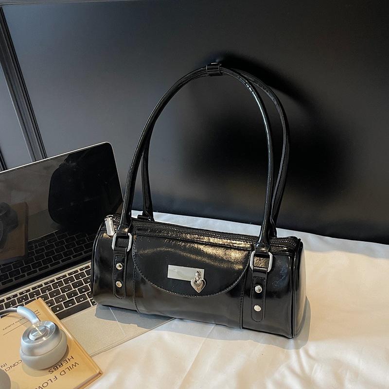 Нишевая сумка-боулинг женская 2025 лето новая мода простая Spice girl для通勤 через плечо мессенджер женская сумка