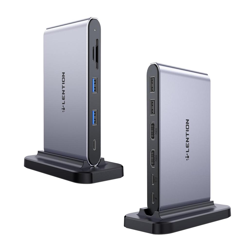 LENTION Vertical USB C Docking Station 10in1 4K HDMI Micro Card Reader 100W PD Compatible Type C Hub Type C 2 Ports CB-D62 USB3.0 SD/SD (Space Gray)