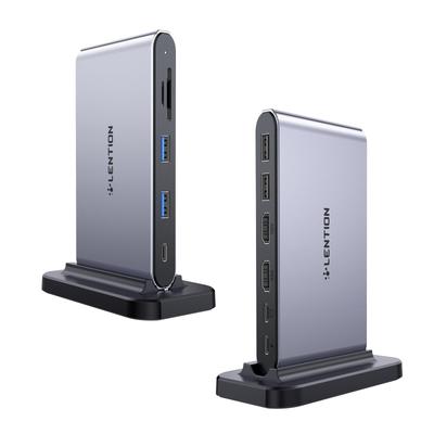 LENTION Вертикальная док-станция USB C 10 в 1 4K HDMI 5 Гбит/с высокоскоростная передача данных Micro Card Reader 100 Вт PD совместимый концентратор Type C Type C 2 порта