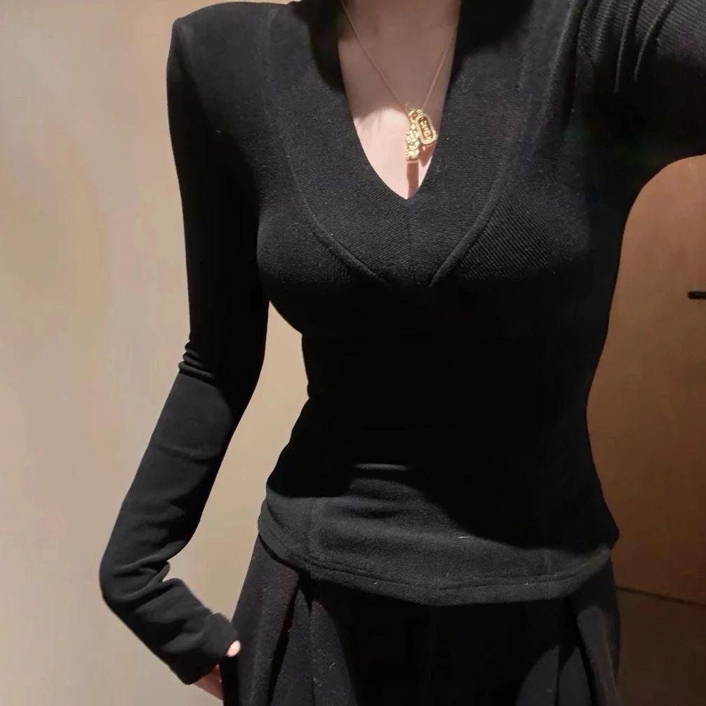 Polyester Long Sleeve V Neck T Shirt For Office Wear And Casual Fashion