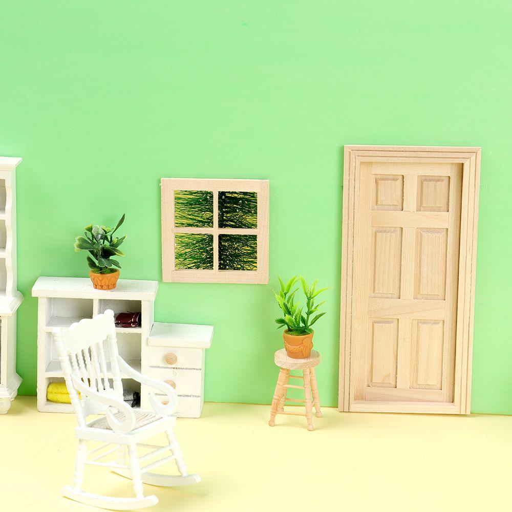 Frame DIY Accessories Doll House Supplies Unpainted Furniture Miniature Gate Dollhouse Door Window