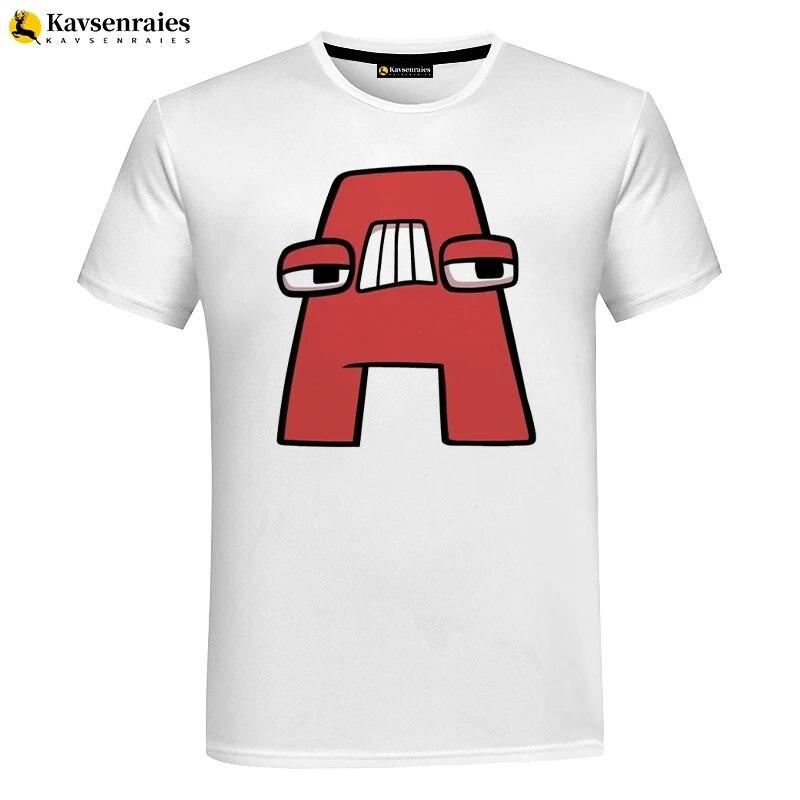 Футболка с 3D изображением алфавита, детская футболка с рисунком аниме для мальчиков и девочек, крутая уличная одежда с короткими рукавами, топы