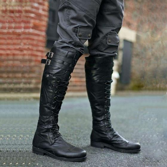 Мужские высокие сапоги больших размеров 38-48, ковбойские сапоги в стиле вестерн, сапоги в стиле вестерн, винтажные сапоги, сапоги до середины икры на каблуке