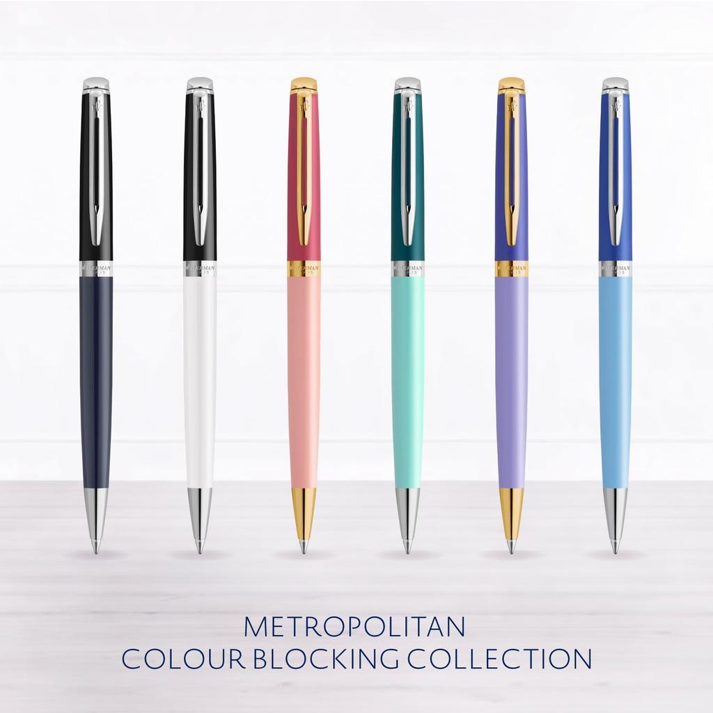 Waterman Ballpoint Pen Metropolitan Essential Black White CT Fine Tip Gift Box Gift Luxury Regular Import 2202912 Oil-based