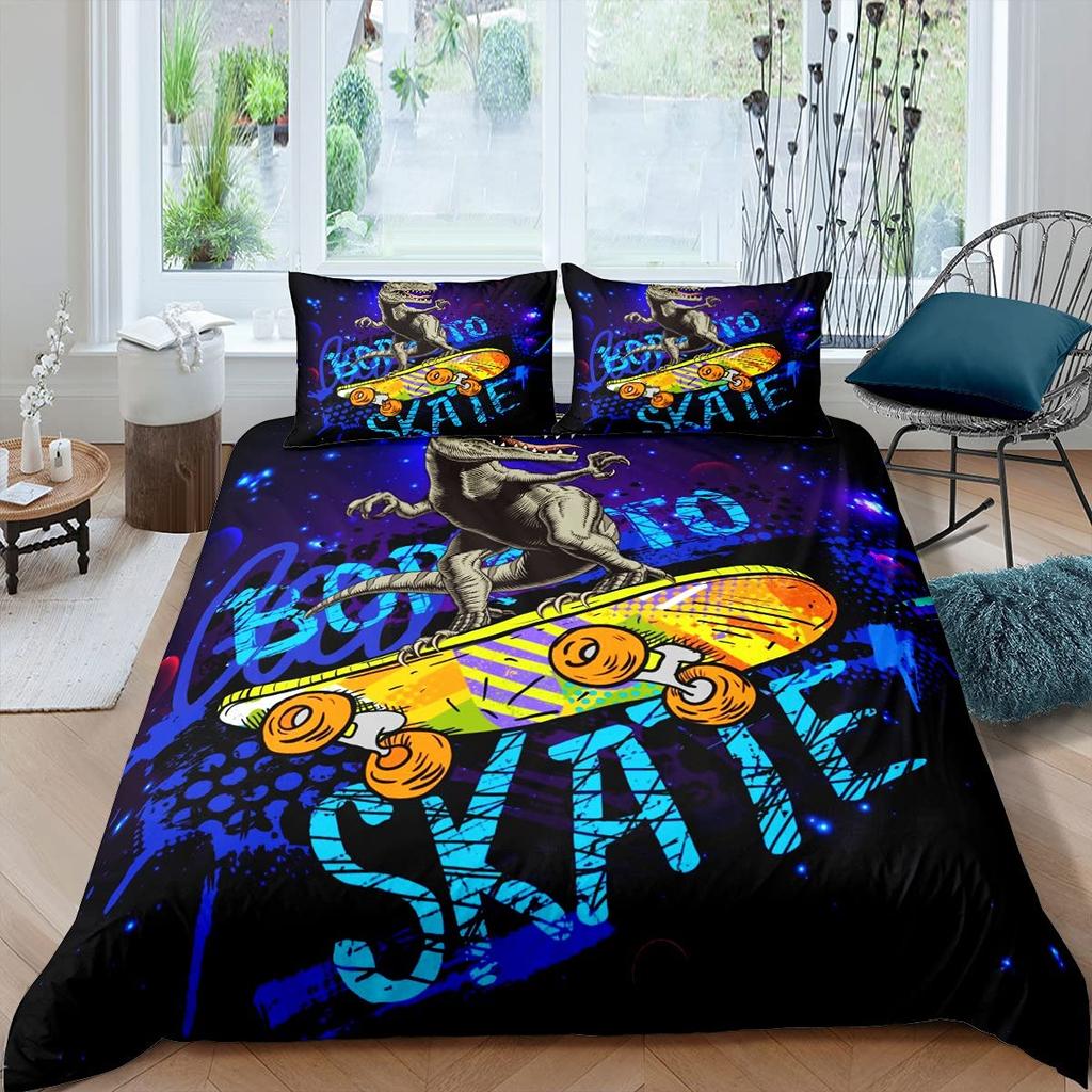 Skateboard Duvet Cover Set Full Size For Boys Teens Extreme Sports Bedding Set Youth Comforter Cover Graffiti Style Duvet Cover