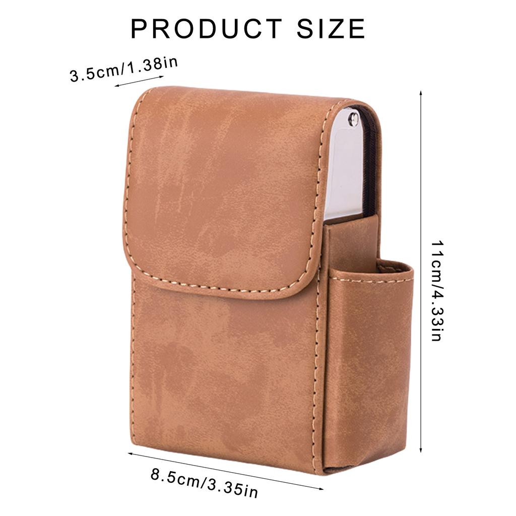 PU Leather Cigarettes Protective Bag Cigarettes Lighter Holder Pocket Case Cigarettes Storage Container for Smokers