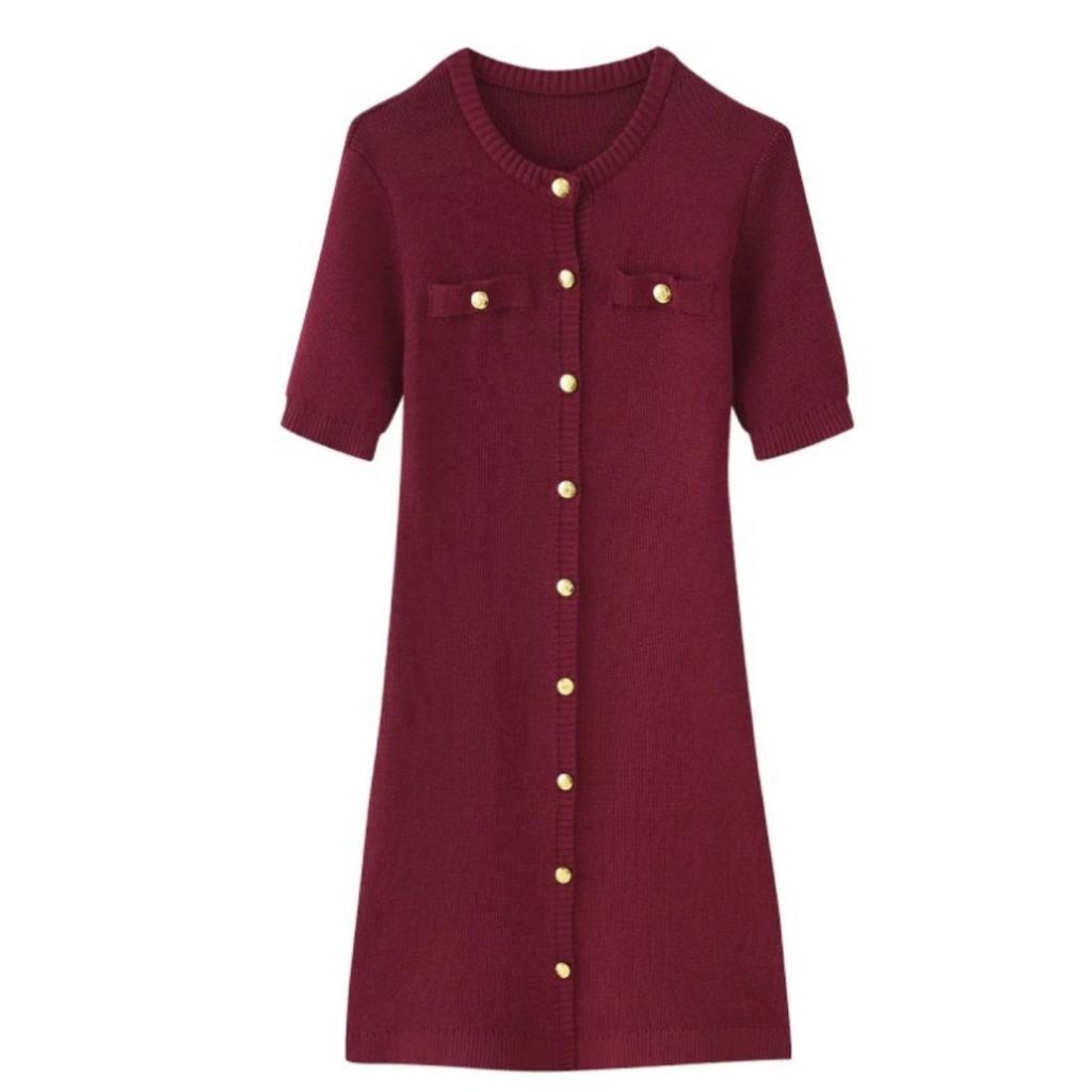 Elegant Knit Mini Dress Women Street Slim High Waist Short Sleeve Rib Sweater Dresses Vacation Bodycon Knitwear Dress