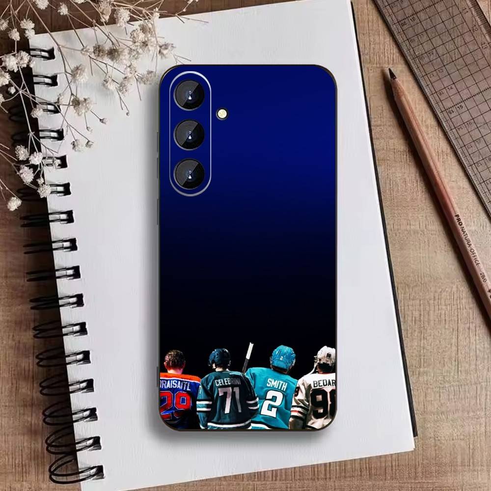 Чехол для телефона Macklin Celebrini San Jose Sharks для Samsung Galaxy A73, A21s, A22, A31, A52, A53, A71, A41 Мягкий черный корпус
