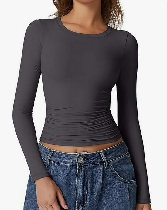 Европейские и американские женские пуловеры с длинным рукавом и круглым вырезом из молочного шелка