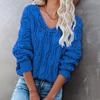 Winter Autumn V Pullovers Neck Sweaters Hollow Out Plus Size 4 Wool Colors Female Loose Knitted Jumper