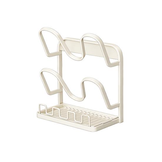 Подставка для хранения крышек от кастрюль Держатель для крышек от кастрюль с подставкой для ложки во время готовки Органайзер для крышек из углеродистой стали со съемным поддоном для капель для кухонных шкафов