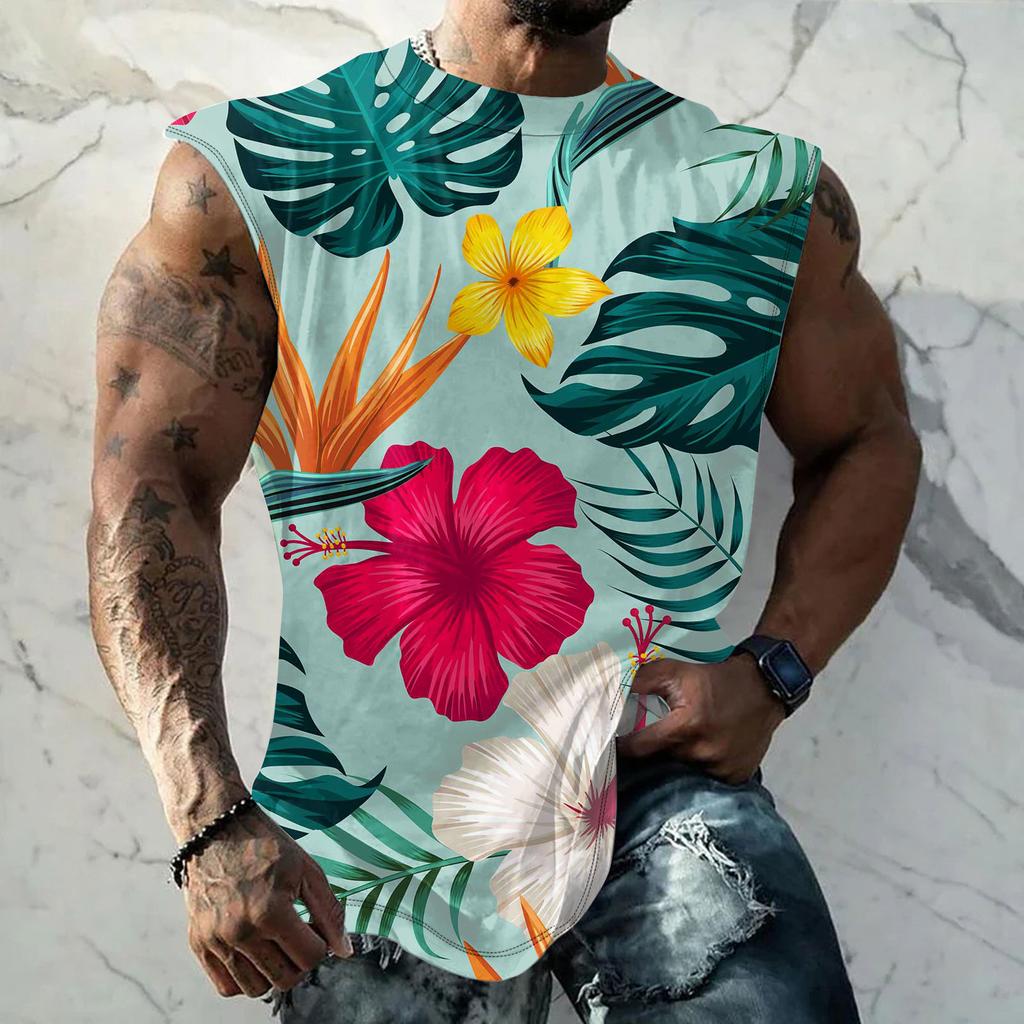 Мужская летняя пляжная майка для серфинга, большой размер, повседневный дышащий топ без рукавов, свободная майка с принтом, мужская рубашка