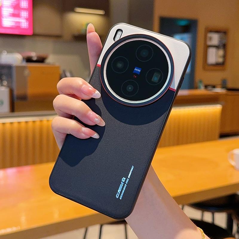 Для Vivo X300 и Vivo X300 Pro Кожаный чехол Контрастный цвет Защита камеры Противоударный Защита от падений Защита от отпечатков пальцев Чехол для телефона