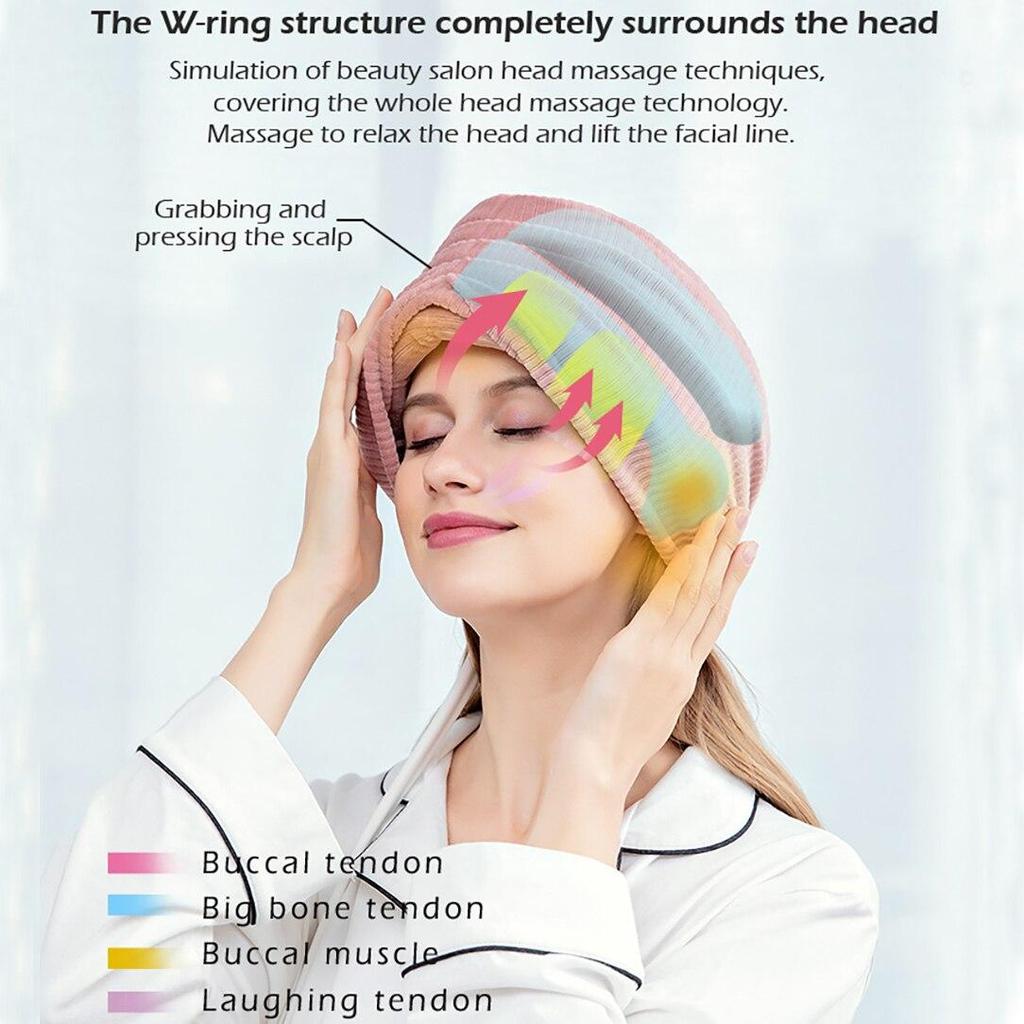 Электрический массажер для головы под давлением воздуха, повязка на голову с подогревом, разминающая подушка безопасности для головы, массажный пояс для кожи головы, глубокий массаж, облегчение головной боли