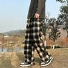 Fleece Vintage American Style Tweed Plaid Men's Pants Loose Straight Wide Leg Casual Trousers Trendy Brand Punk Rock Streetwear