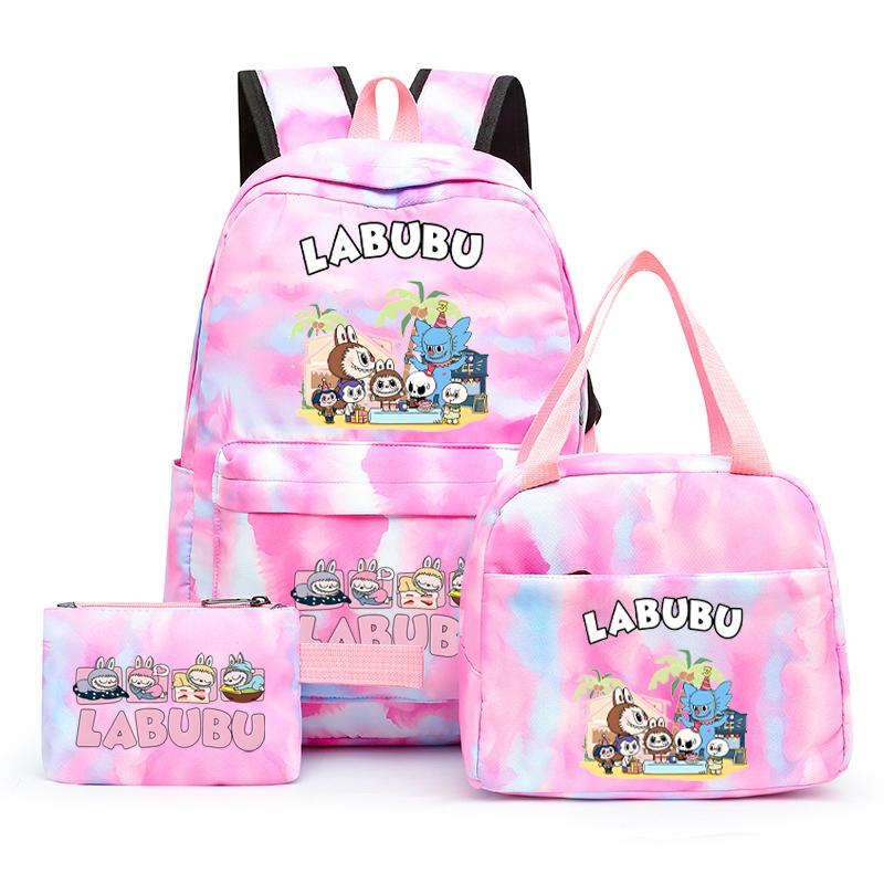 3Pcs/set Printed Backpack with Lunch Bag Pencil Case Student Teenager Boy Girl Bagpack Women's Backpack Set Travel Bag