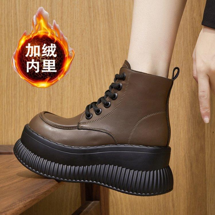 Ботинки Martin женские с внутренней стороны, осень-зима 2024 года, новые популярные бархатные теплые короткие ботинки с толстой подошвой