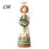 Artistic Home Decor Vintage Floral Figurine Ornament, Hand Carved Flower Angel Statue, Decorative Handcrafted Piece Table Decoration for Living