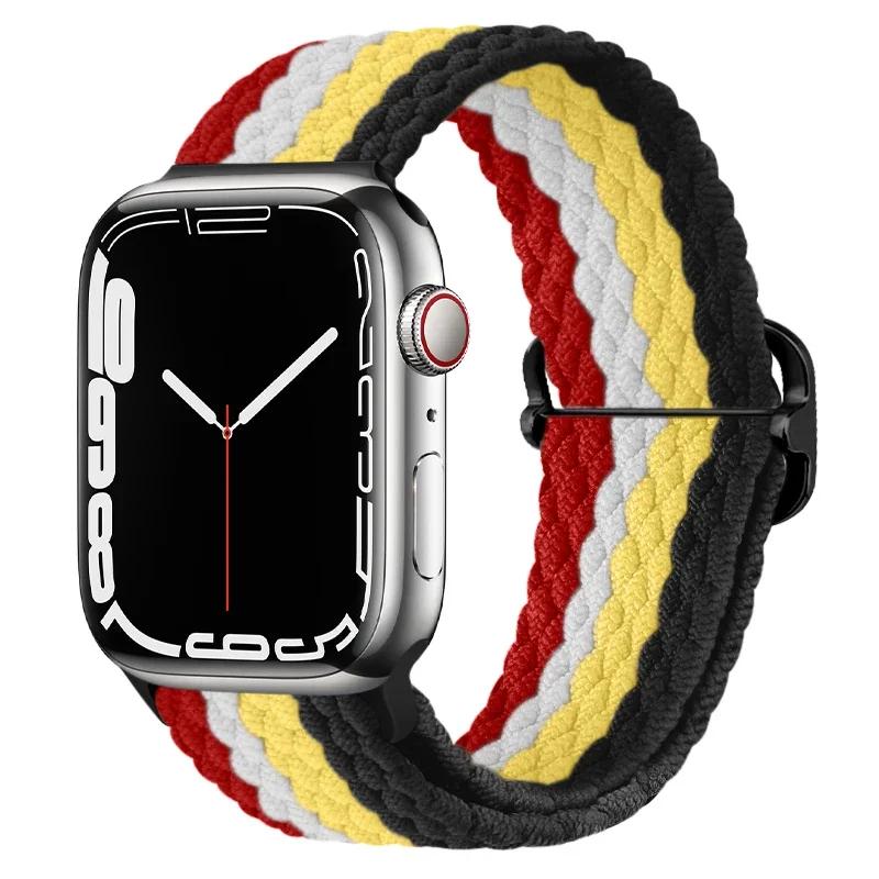 Плетеный ремешок Solo Loop для Apple Watch 10 Band 42 мм 46 мм 45 мм 44 мм 40 мм 9 8 7 6 5 4 SE 2 Регулируемый эластичный нейлоновый ремешок iWatch Ultra