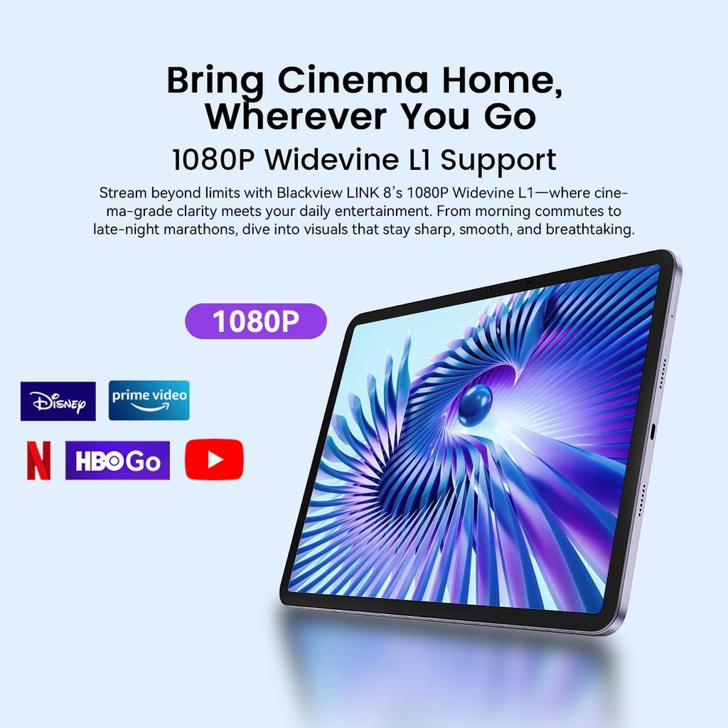 Blackview 2025 LINK 8 12,7-дюймовый планшет Android 15, 12 ГБ ОЗУ 256 ГБ памяти, большой дисплей Widevide L1, восьмиядерный G100, 8400 мАч, 5G WiFi, 4G LET, 18 Вт