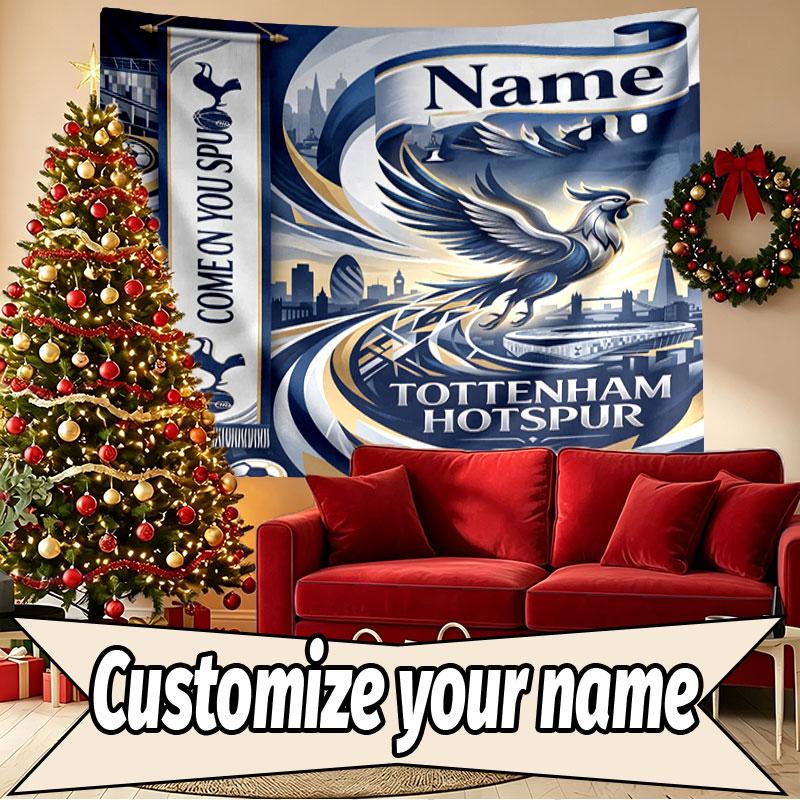 Custom Name Personalized Tottenham Hotspur Print Tapestry, Wall Art Decor, Bedroom, Dorm, Apartment, LivingRoom, Party Backdrop, Gift for Birthday