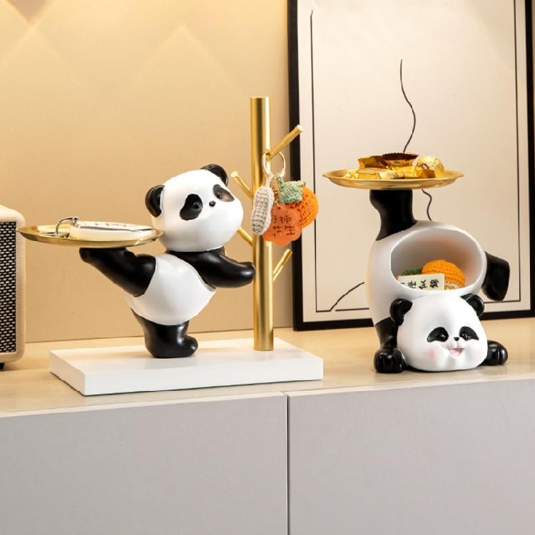 Multipurpose Lovely Pandas Entryway Organizers With Two Trays Accessory for Functional and Stylish Storage Needs