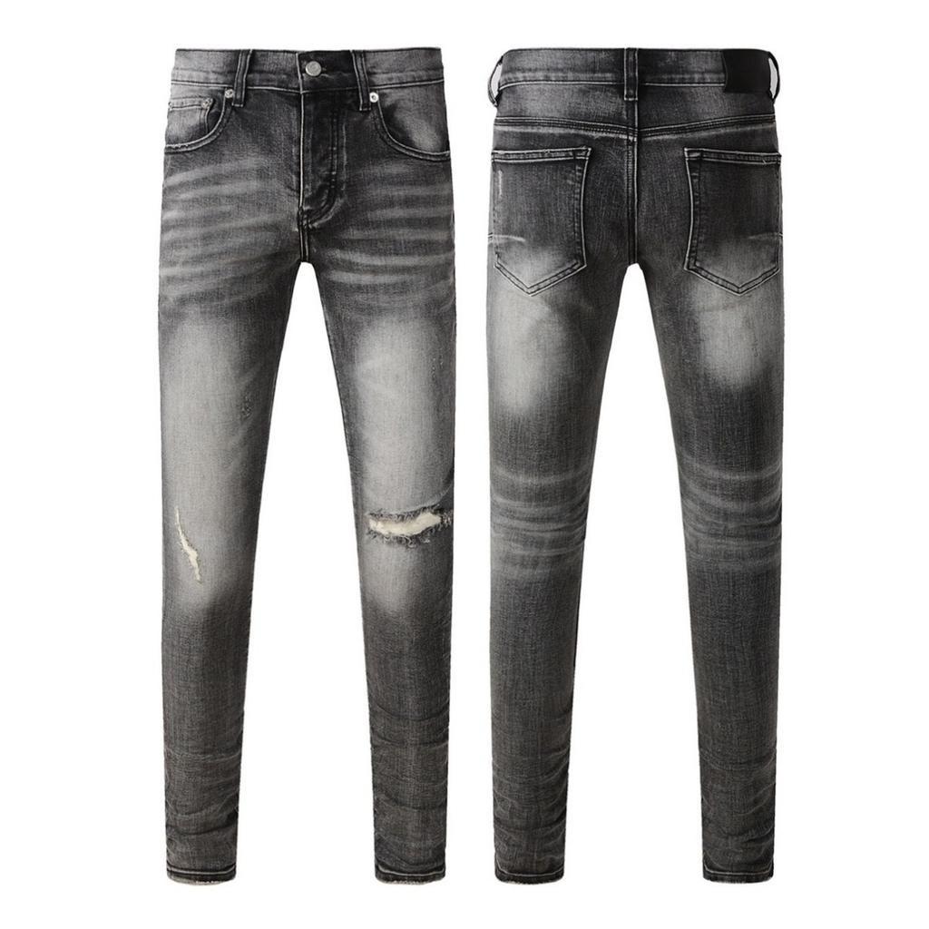 BeatStreet High Street Американские Мужские Джинсы с Эффектом Потертости Модный Бренд С Покрытием Однотонные Эластичные Скинни На Пуговицах Рваные Брюки