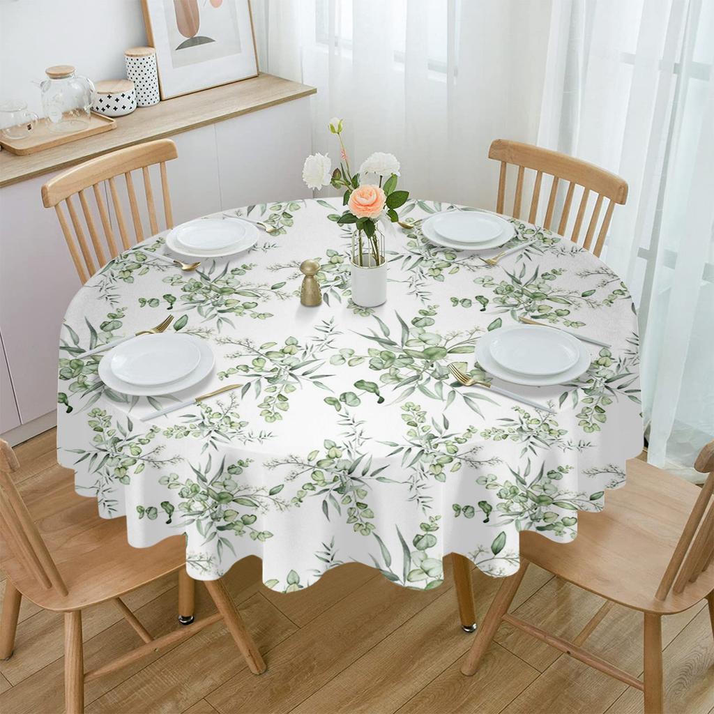Весенние листья эвкалипта круглая скатерть водонепроницаемая скатерть для украшения свадебного стола крышка обеденного стола