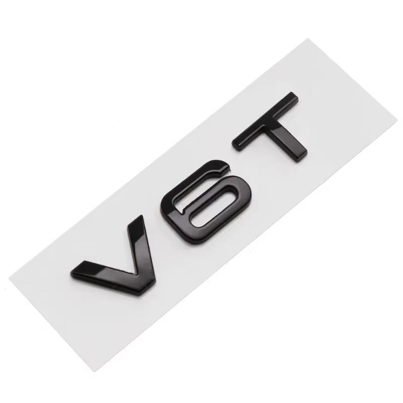 3D ABS V6T V8T Letter Logo Emblem Car Rear Trunk Badge Sticker For f2 A4 A5 A6 A7 A8 S4 S5 Auto Fender Side Decals Decoration