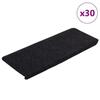 VidaXL Self-adhesive Stair Carpets 30 Pcs Black 65x24.5x3.5 Cm, Tread, Tread Carpet 3365908