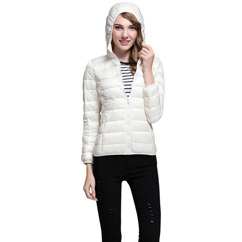 Женская цветная ультра легкая куртка, однотонная куртка на молнии с капюшоном, пуховик